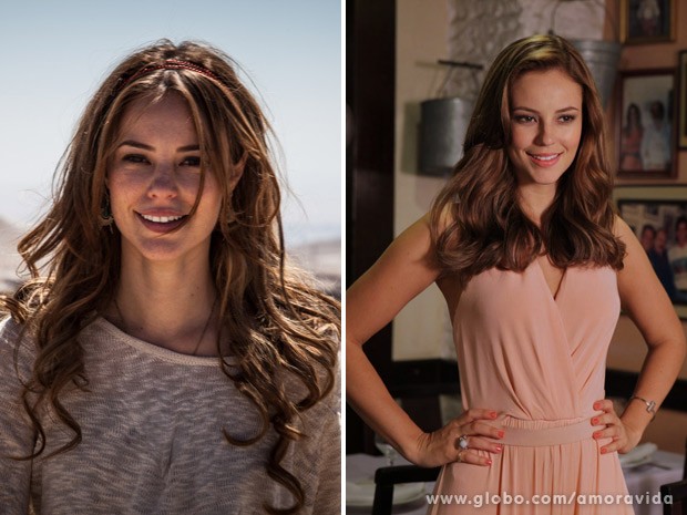 Veja acima as duas fases do cabelo da personagem (Foto: Amor à Vida / TV Globo)