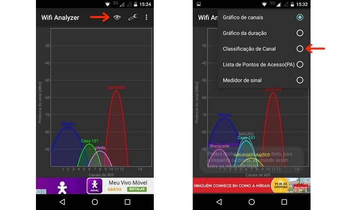 Telas iniciais do app Wi-Fi Analyzer (Foto: Reprodução/Raquel Freire)