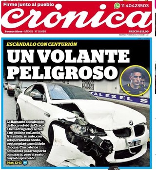 Centurión se envolve em acidente de carro (Foto: reprodução)