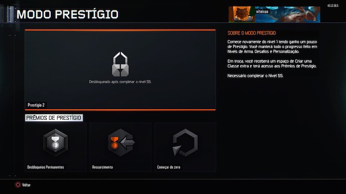Call of Duty: Black Ops 3: use o modo prestígio depois de alcançar o nível 55 no multiplayer (Foto: Reprodução/Victor Teixeira)
