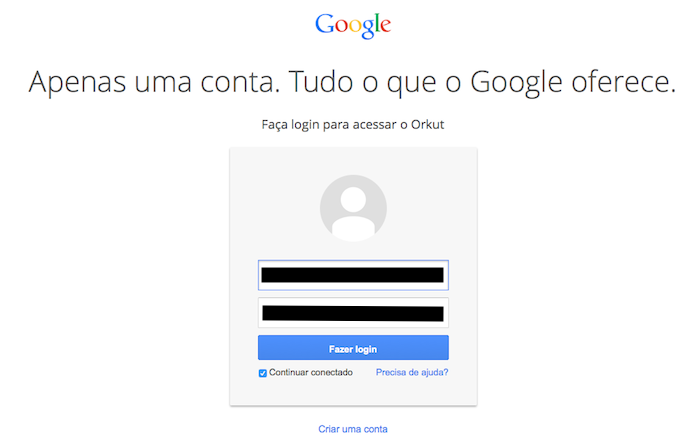 Entrando com os dados da conta Google usada no Orkut (Foto: Reprodução/Edivaldo Brito)