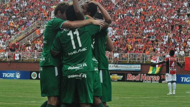 Chapecoense comemora gol contra o JEC, na Areana Joinville (Foto: Daniel Cavagnoli/Chapecoense)