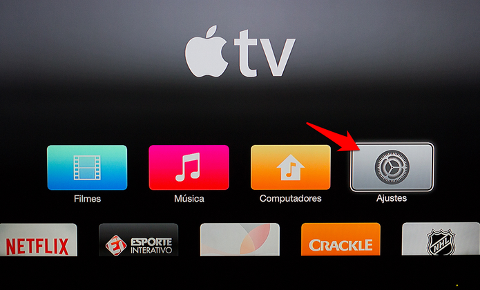 Acesse os ajustes da Apple TV. (Foto: Alessandro Junior/TechTudo) (Foto: Acesse os ajustes da Apple TV. (Foto: Alessandro Junior/TechTudo)) Acesse os ajustes da Apple TV. (Foto: Alessandro Junior/TechTudo) (Foto: Acesse os ajustes da Apple TV. (Foto: Alessandro Junior/TechTudo))