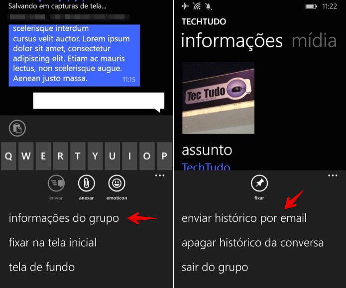 Acesse as informações da conversa (Foto: Reprodução/Helito Bijora) Acesse as informações da conversa (Foto: Reprodução/Helito Bijora)