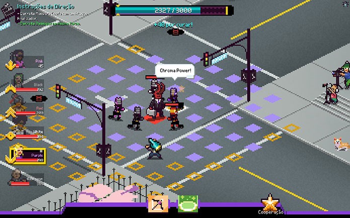 Os combates de Chroma Squad são no estilo de estratégia em turnos (Foto: Reprodução/Felipe Vinha)