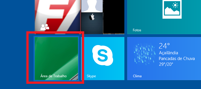 Acessando a área de trabalho a partir da tela Iniciar do Windows 8 (Foto: Reprodução/Edivaldo Brito)