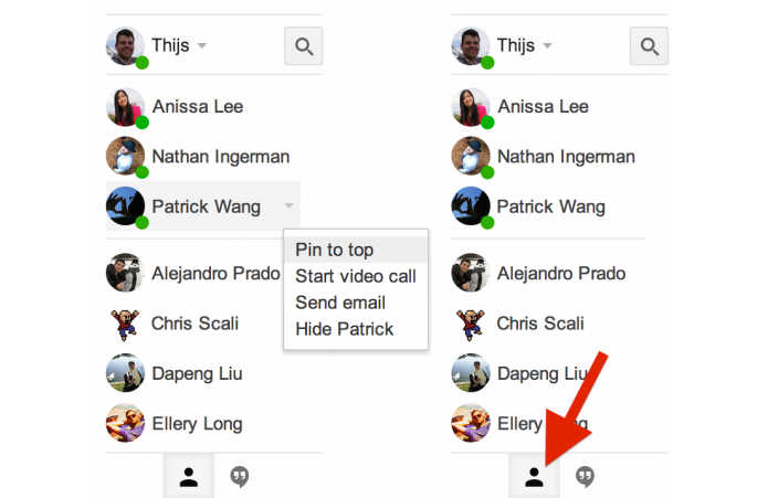 Nova aba do Hangouts organiza melhor os contatos e permite destacar favoritos (Foto: Divulgação)