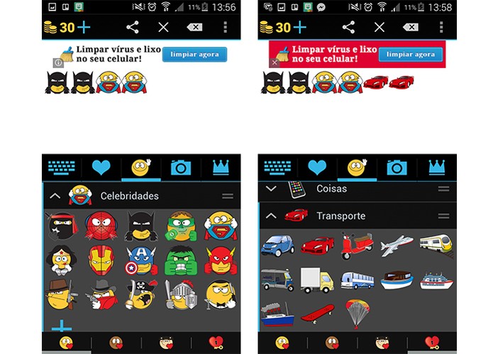 App tem emojis em personagens de herois e mais (Foto: Reprodução/Barbara Mannara)