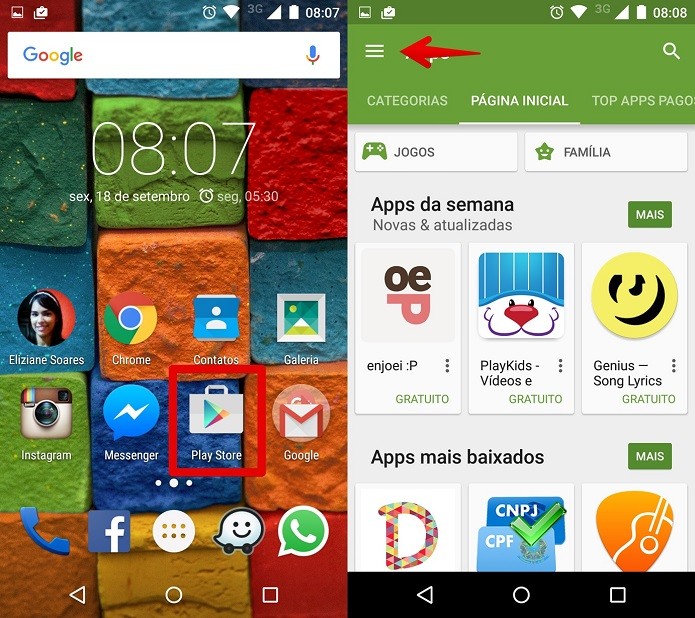 Abra a Play Store e acesse o menu (Foto: Felipe Alencar/TechTudo)