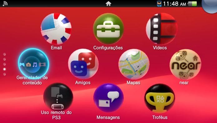 Os menus do Vita pode ser personalizado com imagens e cores (Foto: Reprodução/Murilo Molina)