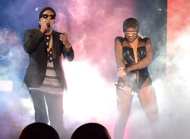 Jay-Z e Beyoncé em show em Miami, nos Estados Unidos (Foto: Kevin Mazur/ Getty Images)