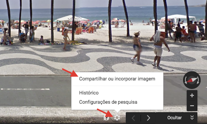 Acessando a ferramenta de compartilhamento do Google Maps para o Street View (Foto: Reprodução/Marvin Costa)