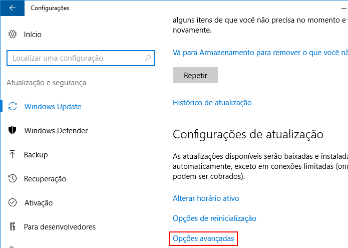 Abrindo as Opções avançadas (Foto: Reprodução/Edivaldo Brito)
