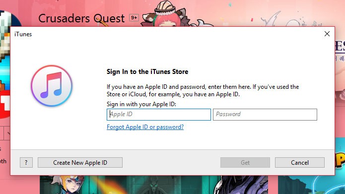 Tente baixar um aplicativo gratuito no Itunes e clique na opção Create New Apple ID (Foto: Reprodução/Tais Carvalho)