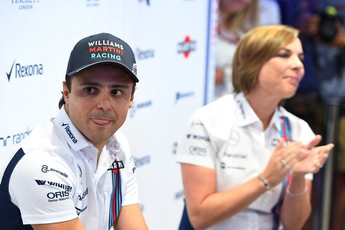 Felipe Massa ao lado de Claire Williams, chefe da Williams (Foto: Divulgação)