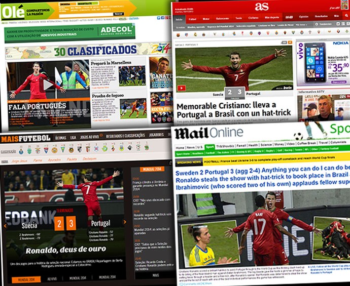 Montagem capas dos jornais internacionais Cristiano Ronaldo (Foto: Reprodução)