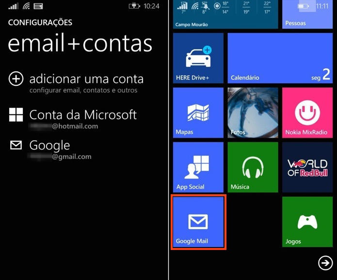Gmail configurado com sucesso no Windows Phone (Foto: Reprodução/Helito Bijora)