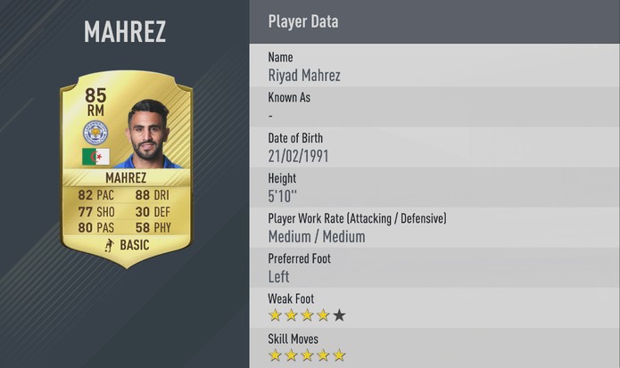 Fifa 17: Mahrez terá cinco estrelas de finta pela primeira vez (Foto: Divulgação/EA)