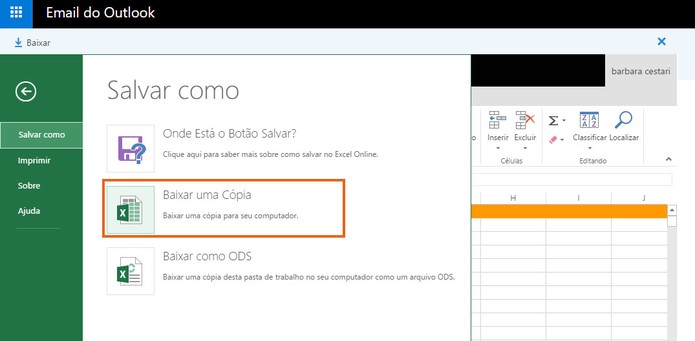 Salve a tabela editada do Excel pelo Outlook (Foto: Reprodução/Barbara Mannara)