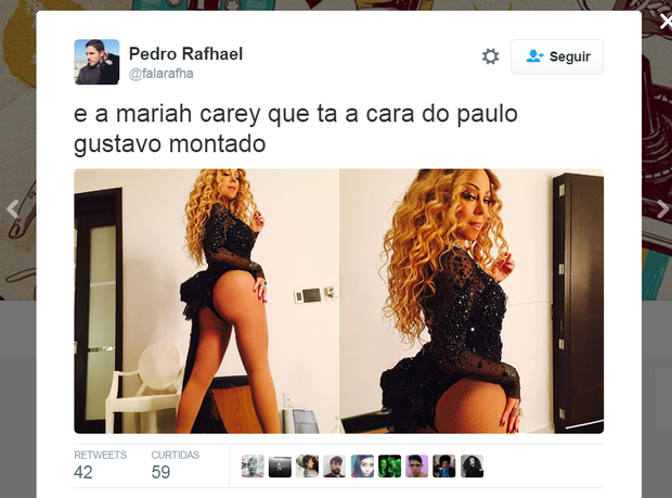 Mariah Carey é comparada a Paulo Gustavo (Foto: Reprodução/Twitter)