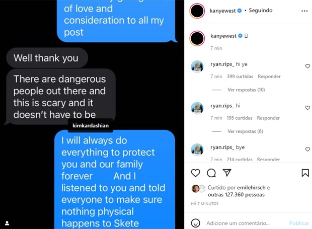 Kanye West posta supostas conversas com Kim sobre Pete Davidson (Foto: Reprodução/Instagram)