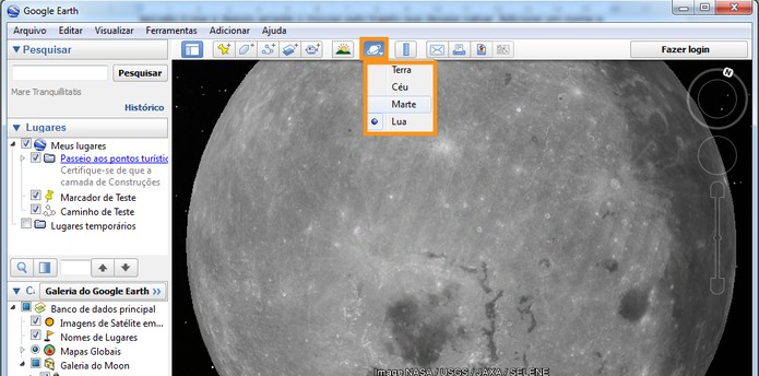 Visualizar outro planeta, satélite ou céu (Foto: Reprodução/Barbara Mannara)