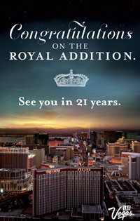 Cartaz do Visit Las Vegas convida o bebê real a conhecer a cidade (Foto: Divulgação/Visit Las Vegas)