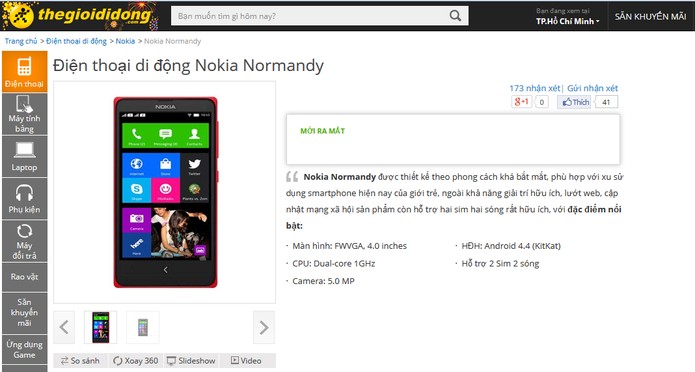 Normandy, projeto da Nokia com Android, aparece em destaque de loja do Vietnã (Foto: Reprodução/The Gioididong) Normandy, projeto da Nokia com Android, aparece em destaque de loja do Vietnã (Foto: Reprodução/The Gioididong)