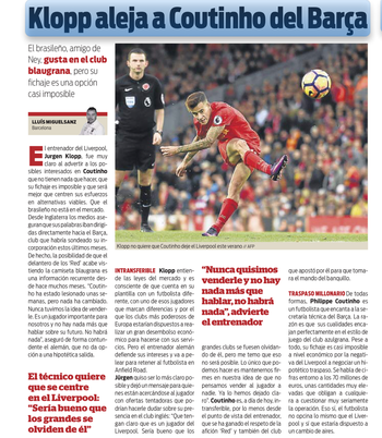 Jornal Philippe Coutinho Barcelona (Foto: Reprodução / Sprot)