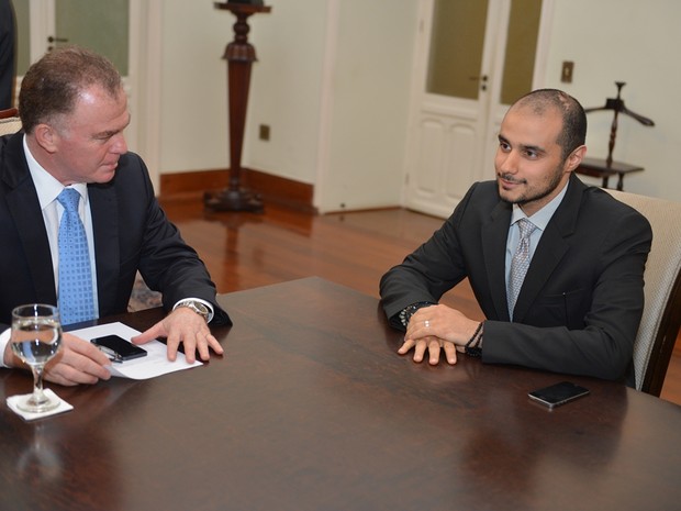 Príncipe saudita esteve com o governador Renato Casagrande. (Foto: Thiago Guimarães/Secom-ES)