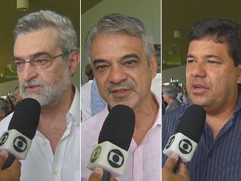 Eugênio, Costa e Mendonça: correligionários e adversário elogiam Bruno Maranhão (Foto: Reprodução/TV Globo) Eugênio, Costa e Mendonça: correligionários e adversário elogiam Bruno Maranhão (Foto: Reprodução/TV Globo)