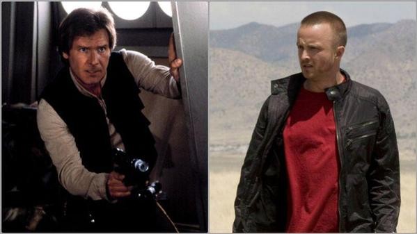 Harrison Ford como Han Solo (à esquerda) e Aaron Paul como Jesse Pinkman, em 'Breaking Bad'. Parecidos? (Foto: Reprodução)