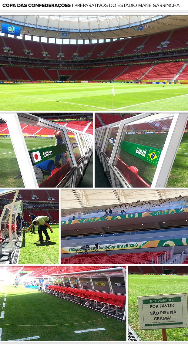 Mosaico preparativos estádio Mané Garrincha (Foto: Richard Souza)
