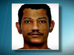 Retrato falado do suspeito de espalhar pedaços do corpo de vítima (Foto: Reprodução TV Globo)