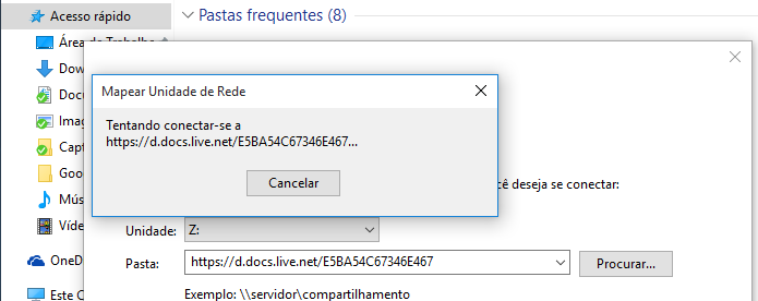 Conectando a unidade de rede ao OneDrive (Foto: Reprodução/Edivaldo Brito)
