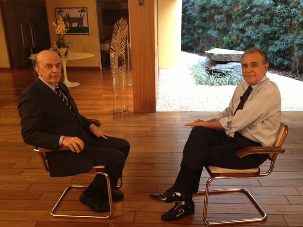 Roberto D'Avila entrevista Jos Serra (Foto: GloboNews)