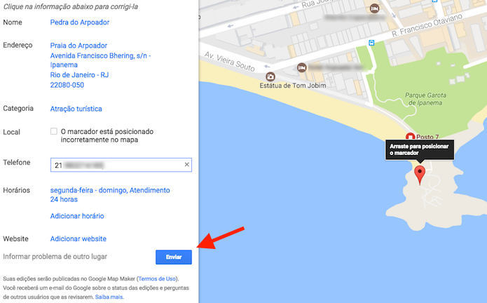 Opção para salvar as sugestões de novos informações em locais no Google Maps (Foto: Reprodução/Marvin Costa)