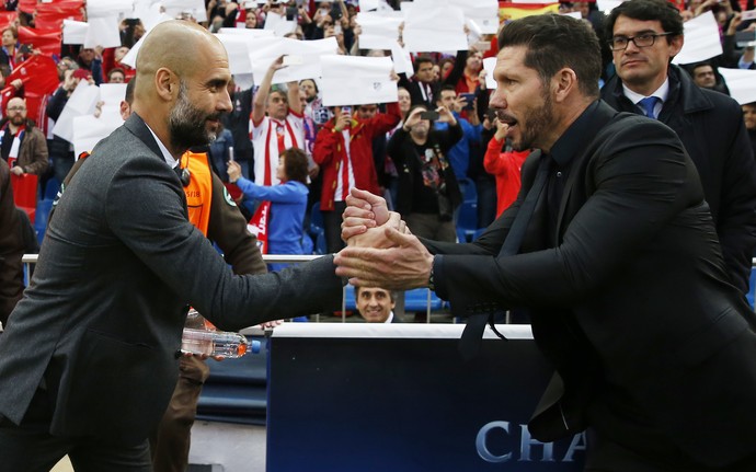 Pep Guardiola e Diego Simeone AtlÃƒÂ©tico de Madrid x Bayern de Munique (Foto: Reuters)