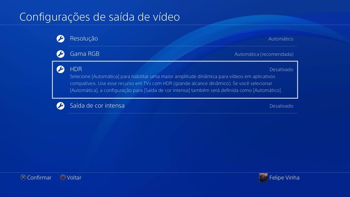 Como rodar os jogos do PS4 em HDR com a atualização do console (Foto: Reprodução/Felipe Vinha)