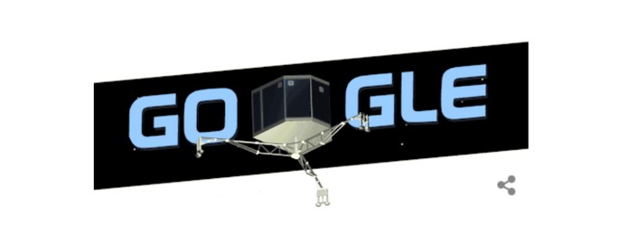 Módulo espacial Philae vira Doodle animado em comemoração a separação da sonda Rosetta (Foto: Reprodução/Carol Danelli) Módulo espacial Philae vira Doodle animado em comemoração a separação da sonda Rosetta (Foto: Reprodução/Carol Danelli)