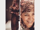Roberta Miranda mistura estampas étnicas, usa turbante e é elogiada
