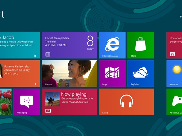 Microsoft mudou totalmente o visual do Windows 8, apresentando seus aplicativos em blocos na tela principal (Foto: Divulgação)