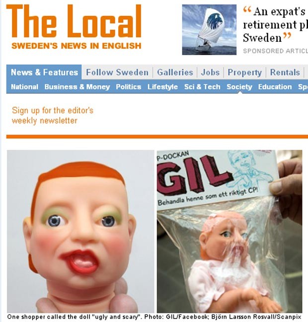 A boneca feita pela GIL, cooperativa que presta assistência a pessoas com deficiência mental (Foto: Reprodução / The Local)