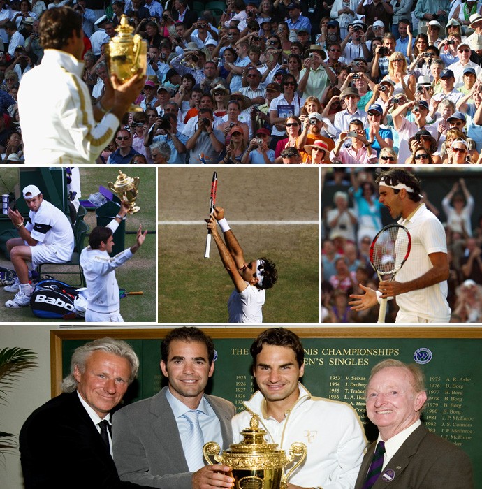 Federer x Roddick - Wimbledon 2009 tenis (Foto: Getty Images)