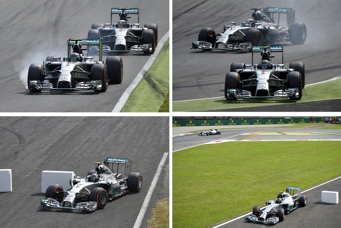 Nico Rosberg erra freada e deixa caminho livre para vitória de Lewis Hamilton no GP da Itália (Foto: AFP)