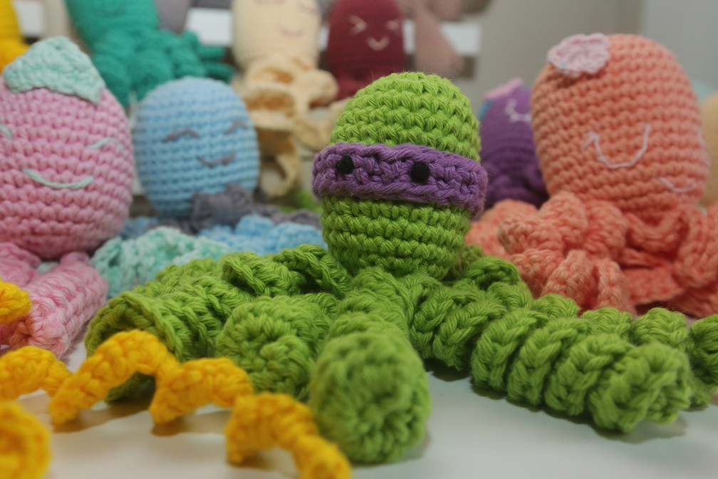 Todo o material utilizado pelas crocheteiras veio de doações (Foto: Giuliano Gomes/Agência PR Press)
