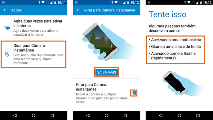 Ative a função de câmera por movimentos e confira dicas de como realizar a ação (Foto: Reprodução/Barbara Mannara)