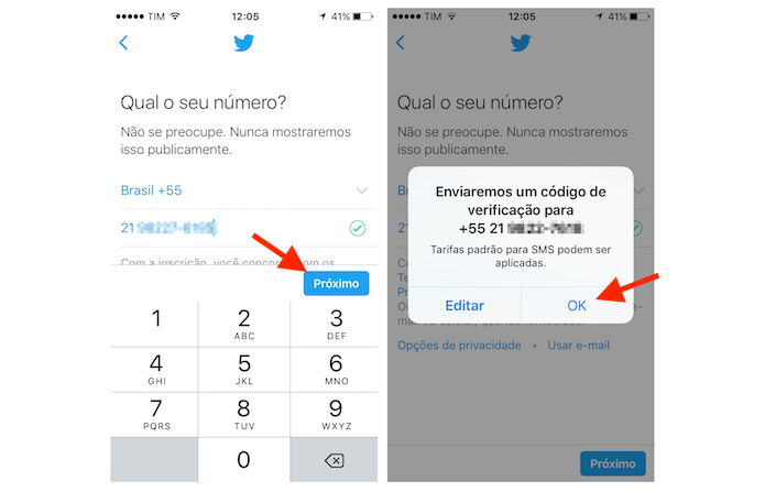 Confirmando um número de celular que será vinculado a uma nova conta do Twitter criada pelo smartphone (Foto: Reprodução/Marvin Costa) (Foto: Confirmando um número de celular que será vinculado a uma nova conta do Twitter criada pelo smartphone (Foto: Reprodução/Marvin Costa)) Confirmando um número de celular que será vinculado a uma nova conta do Twitter criada pelo smartphone (Foto: Reprodução/Marvin Costa) (Foto: Confirmando um número de celular que será vinculado a uma nova conta do Twitter criada pelo smartphone (Foto: Reprodução/Marvin Costa))