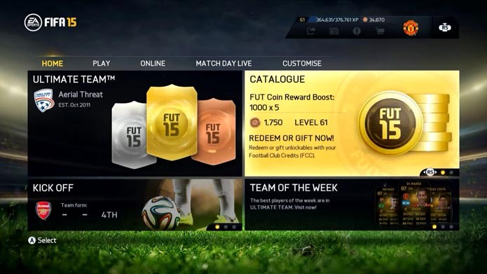 Fifa 15: como ativar os bônus de moedas do modo Ultimate Team (Foto: Reprodução/Murilo Molina)