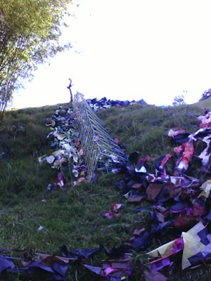 Balão cai na zona rural de Santa Rita do Sapucaí (Foto: Corpo de Bombeiros)
